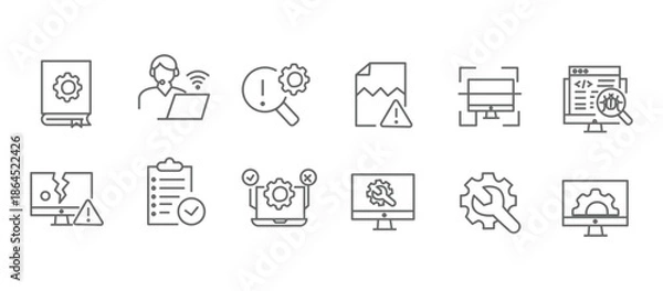 Obraz IT support icon set. Editable line icons. Vector illustration.