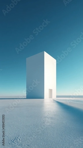 Obraz White Cube Structure In Empty Snowy Landscape