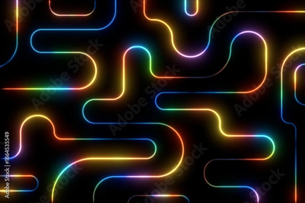 Obraz Neon rainbow lines. Glowing modern abstract background.