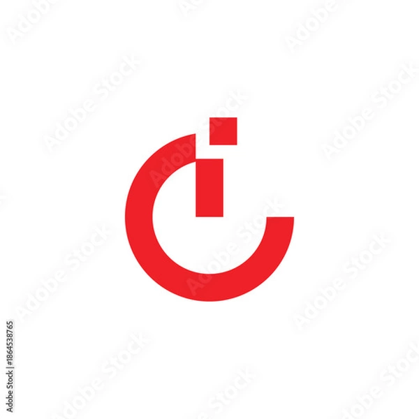 Fototapeta red power button pixel motion simple logo vector