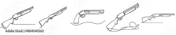Fototapeta vector shotgun style continuous line