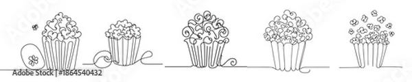 Fototapeta vector popcorn style continuous line