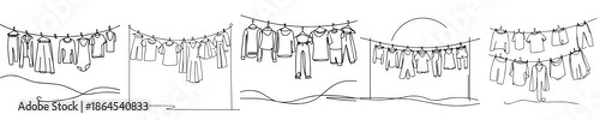 Fototapeta clothesline vector style continuous line