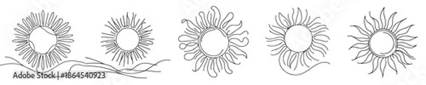 Fototapeta vector sun style continuous line