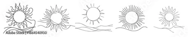 Fototapeta vector sun style continuous line
