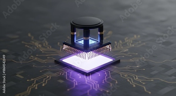 Fototapeta Advanced microprocessor technology with quantum computing