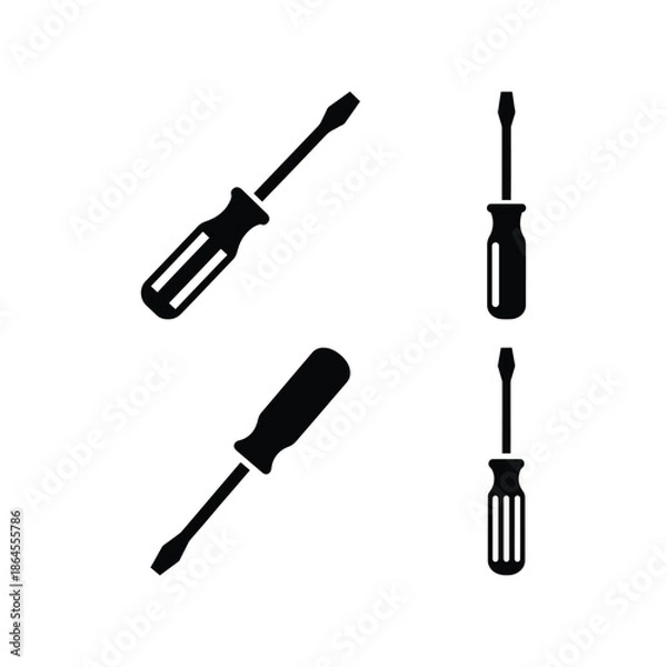 Obraz Screwdriver silhouette hand tool icon set