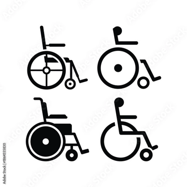 Obraz Wheelchair silhouette accessibility icon set