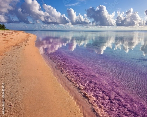 Obraz Pink Purple Beach Shoreline Reflection