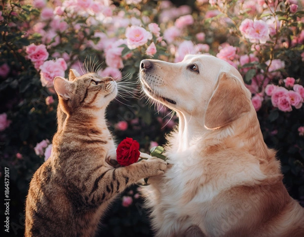 Fototapeta cat and dog