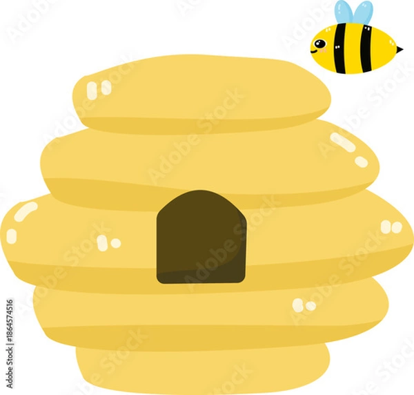 Obraz Cute Beehive Honeycomb Flat Vector Illustration