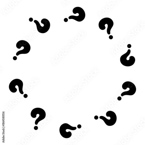 Obraz はてなマークの円形フレーム