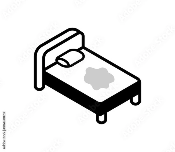 Obraz おねしょをしたベッドのアイコンイラスト　ベクター
