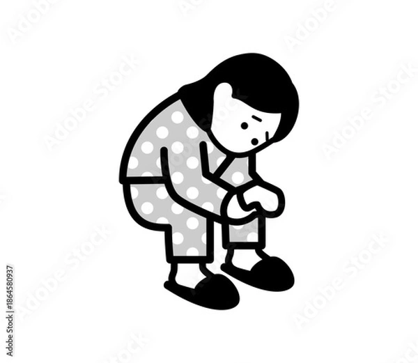 Obraz 落ちこむ女性のイラスト　ベクター