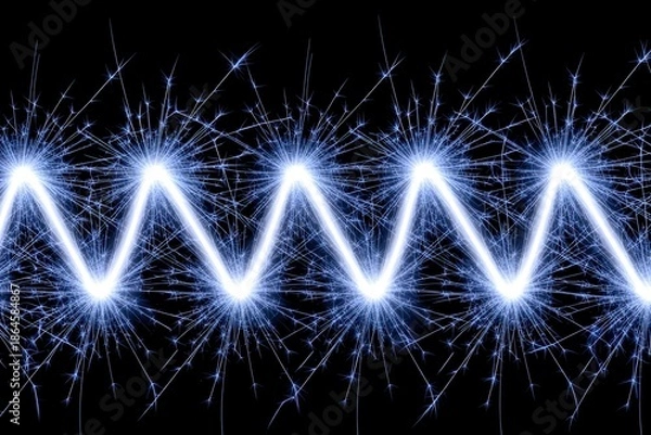 Obraz Electric Spark Animation in Zigzag Pattern on Black Background