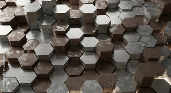 Obraz Abstract hexagonal pattern metallic surface graphic design for background