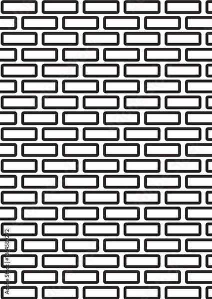 Obraz Brick wall pattern coloring page with rectangular masonry structure geometric design