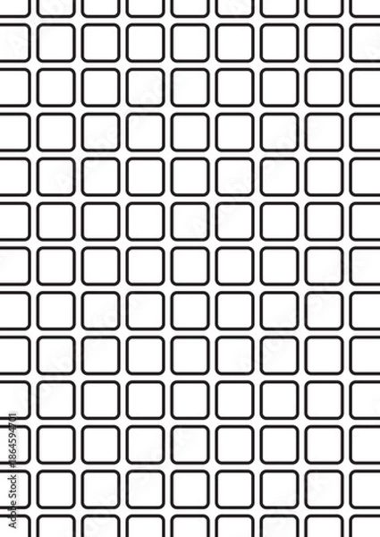 Obraz Rounded square grid pattern coloring page with soft corner geometric tile design