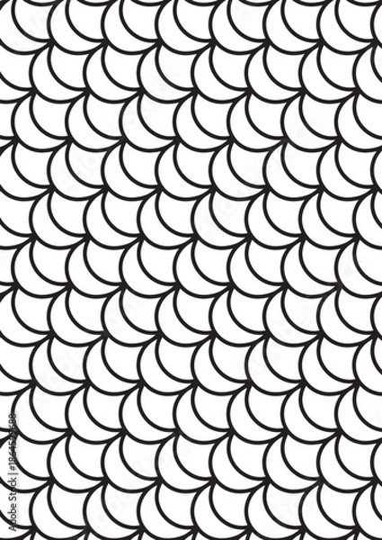Obraz Fish scale pattern coloring page with overlapping semicircle organic texture design