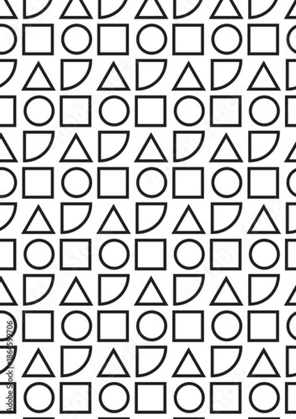 Obraz Basic shapes pattern coloring page with triangle circle square geometric combination design