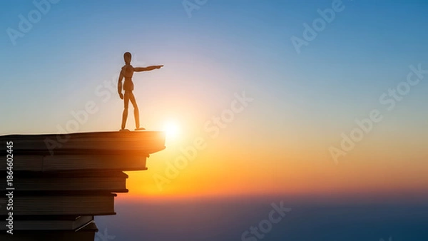 Obraz 初日の出を指差すデッサン人形