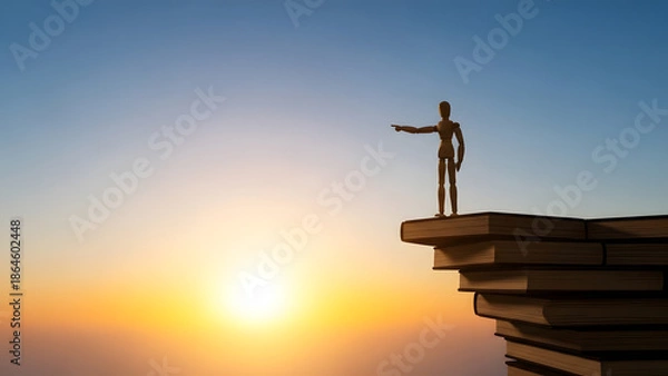 Obraz 初日の出を指差すデッサン人形