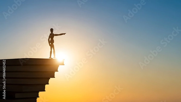 Obraz 初日の出を指差すデッサン人形