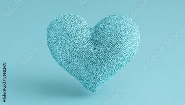 Obraz Textured blue heart floats against a solid, soft blue background