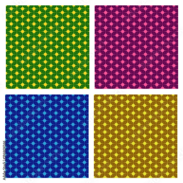Fototapeta Colorful Star Pattern Collection for Creative Backgrounds