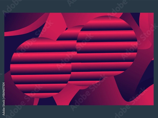 Obraz Neon Gradient Circles with Retro Wave Stripes