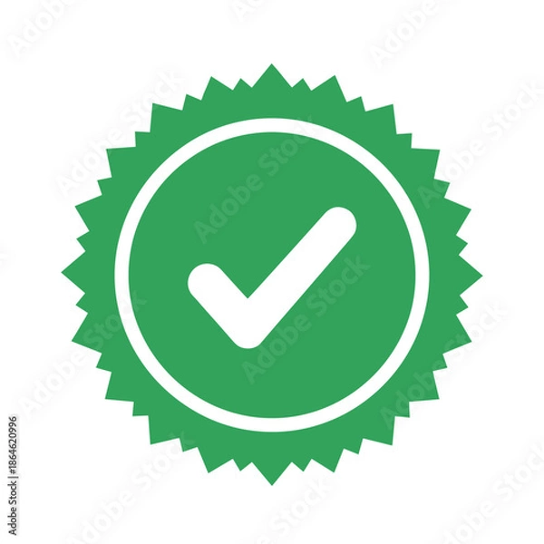 Obraz Approved Certificate Seal with Check Mark Vector Icon