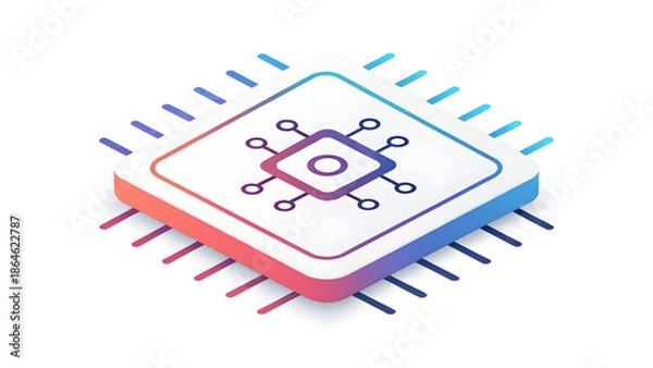 Obraz Vibrant microchip with gradient colors and dynamic circuit design