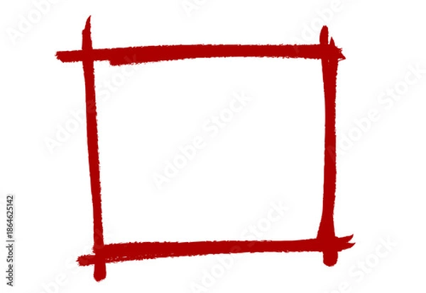 Obraz Red Grunge Brush Stroke Square Frame Vector