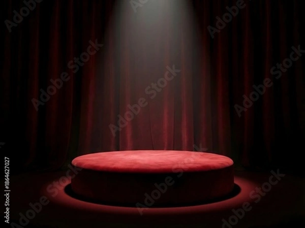 Obraz Red Velvet Stage with Dramatic Spotlight