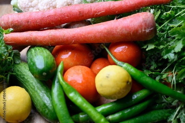 Fototapeta Organic Vegetables On Table