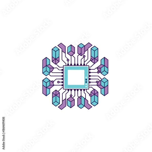 Obraz Artificial Intelligence Processor Chip Icon Illustration