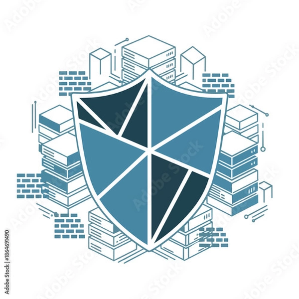 Obraz Cyber Security Shield and Network Protection Concept