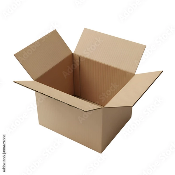 Obraz Open Empty Brown Cardboard Box.