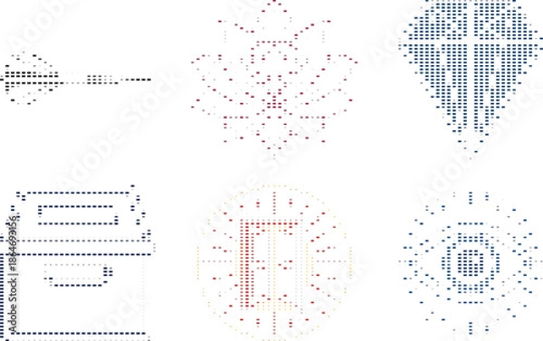 Fototapeta Pixelated Icons Set, Digital Art Elements, Vector Graphics