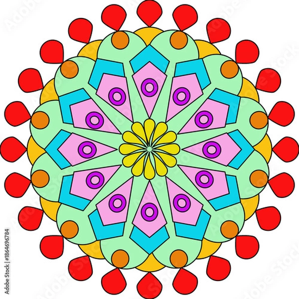 Obraz Vector Colored Mandala Round Colored Mandala Design