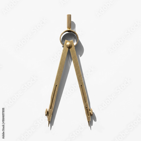 Obraz Detailed Brass Drafting Tool Compass with Shadow