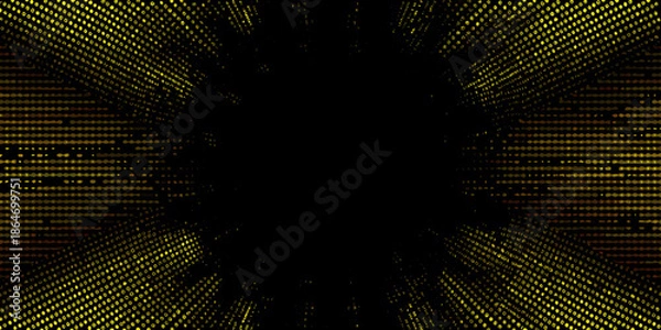 Obraz Abstract golden lines converging towards a dark central void