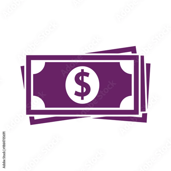 Obraz Purple Dollar Bills Vector Illustration