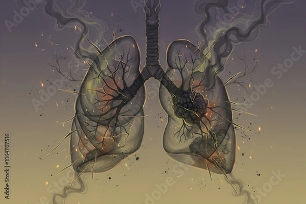 Obraz Abstract Smoke Illustration Representing Lung Damage

