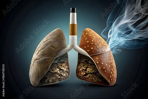 Obraz Cigarette vs Healthy Lungs Split Screen Concept