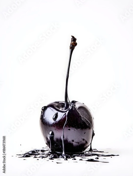 Obraz Cherry Covered in Black Paint Splash