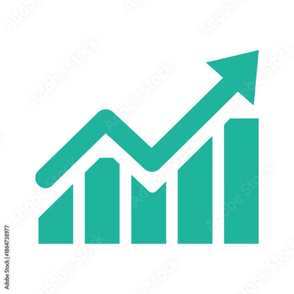Obraz Bar Chart Icon with Rising Arrow