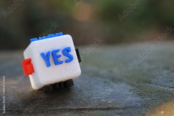 Obraz 決断を促すYESの文字が書かれたキューブ