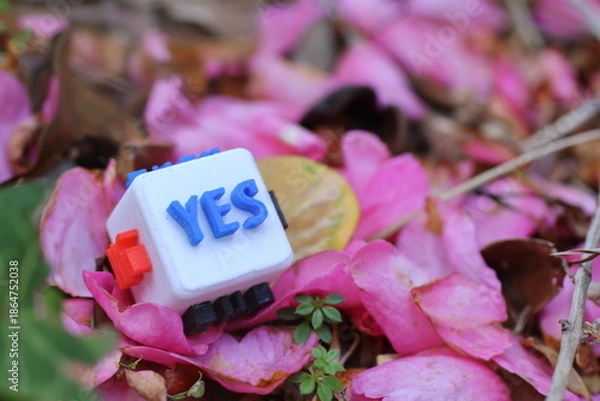 Obraz 肯定を意味するYESの文字が書かれたキューブ