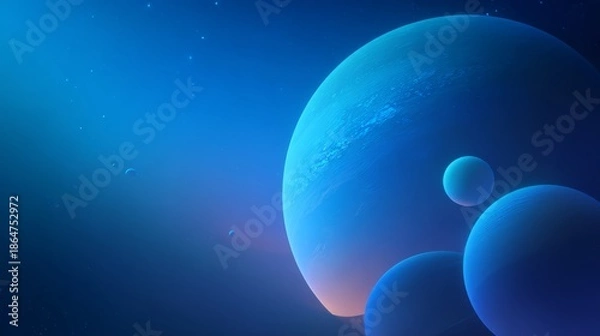 Obraz Abstract blue space planets cosmic background